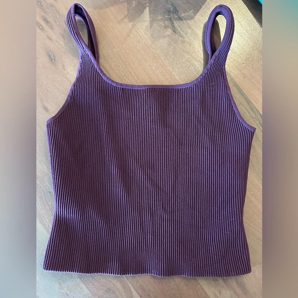 Purple sculpt knit tank top